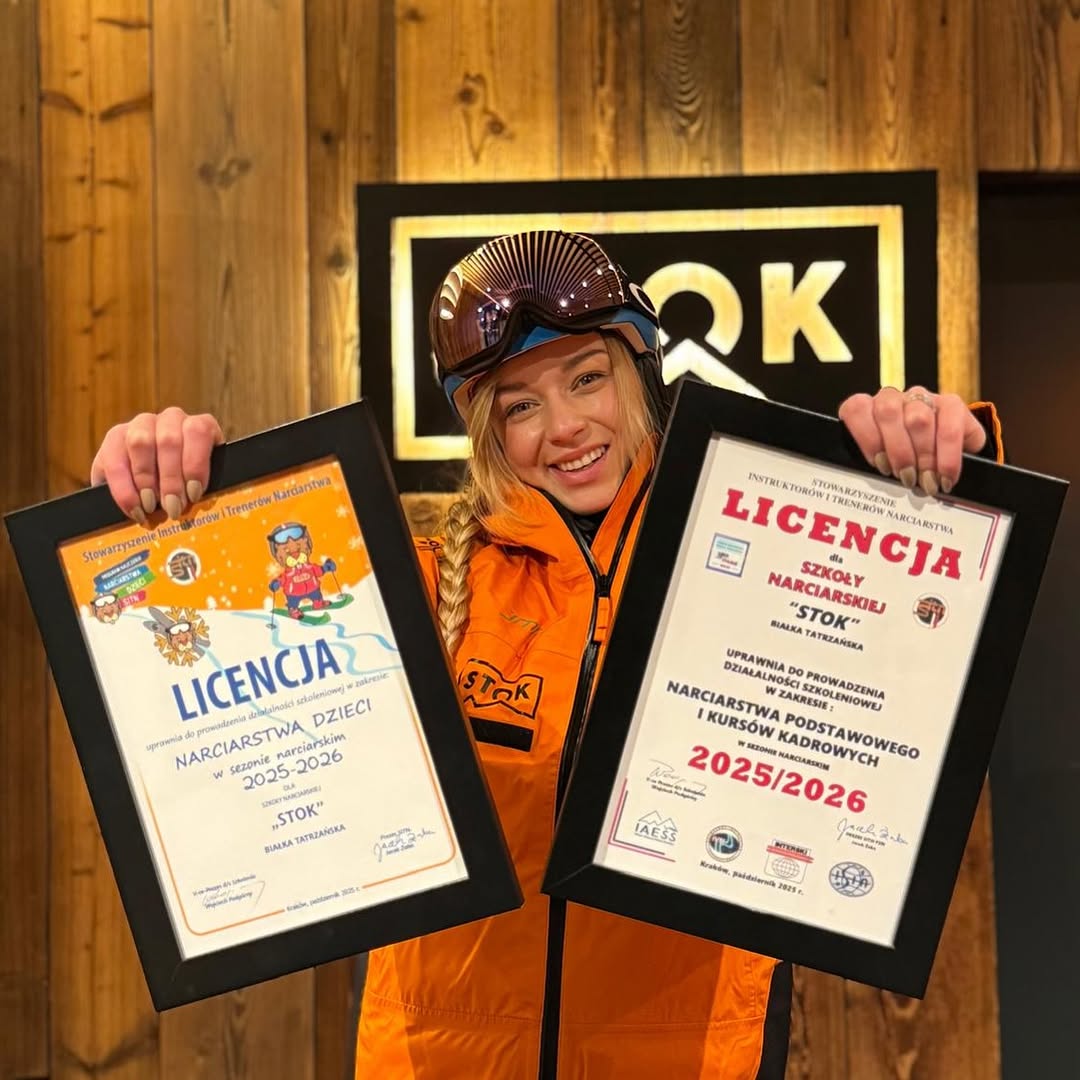 Photo shared by Szkoła Stok on November 14, 2025 tagging @hahankuna. May be an image of skateboard, poster, helmet, toecap shoes, ski and text.